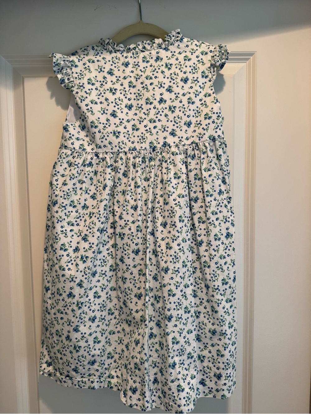 Little English White Dress with Blue Floral Print
